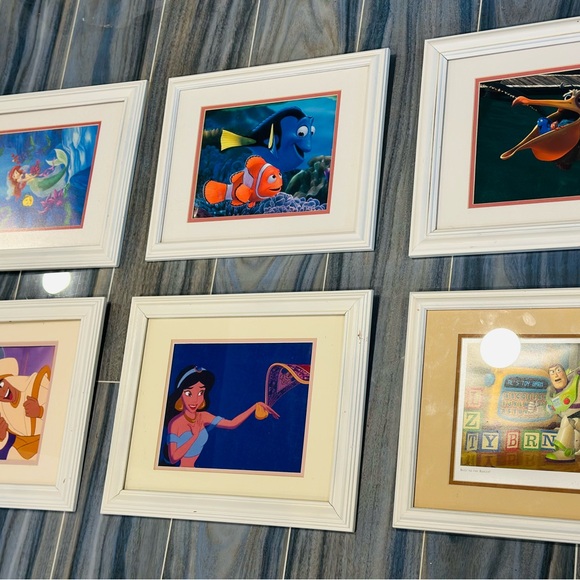 Set of (6) Disney Animated Character Movie Animation Prints, Framed/Matted 8x11 - Picture 2 of 15